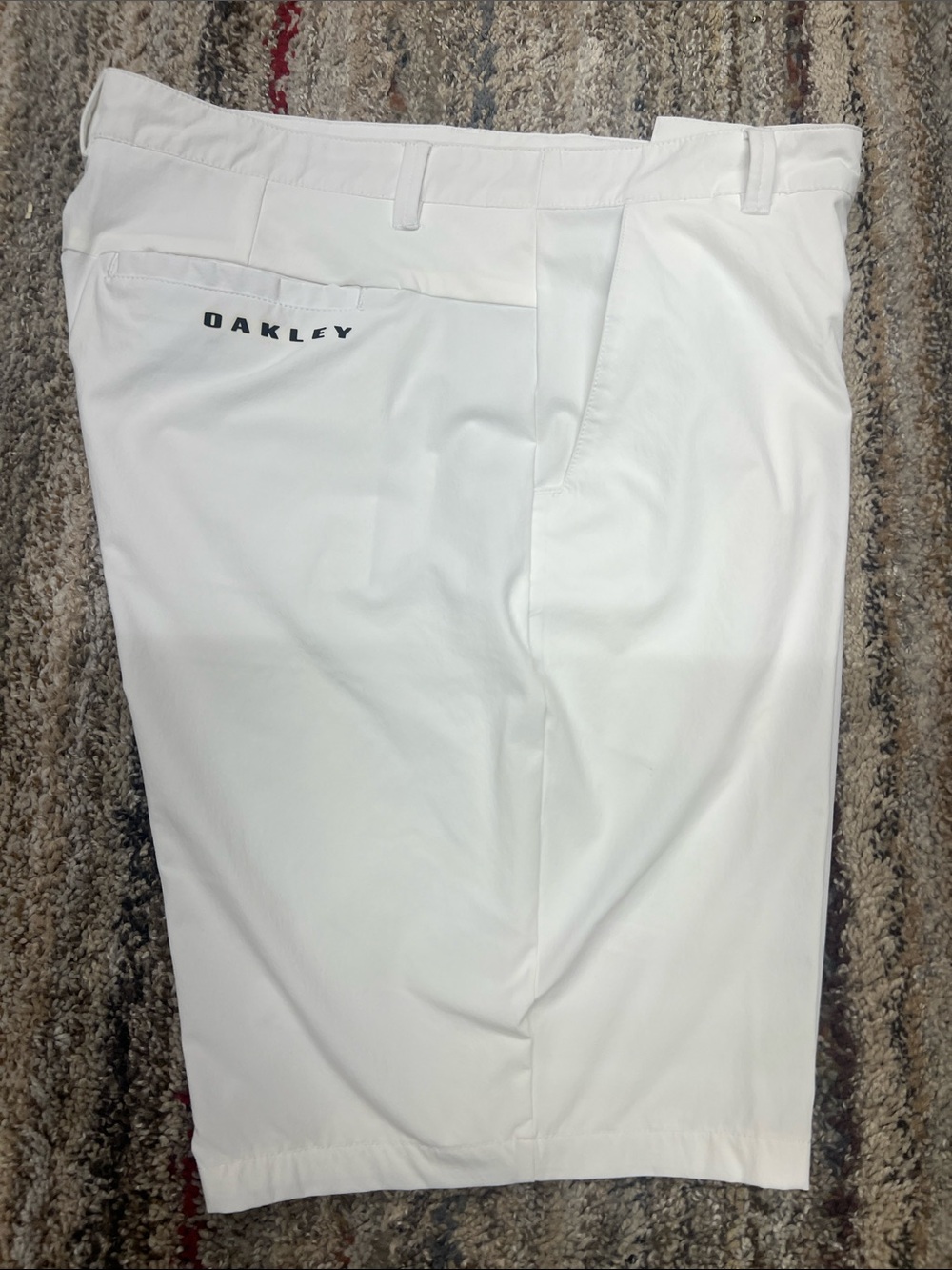 Oakley White Athletic Golf Shorts with Logo